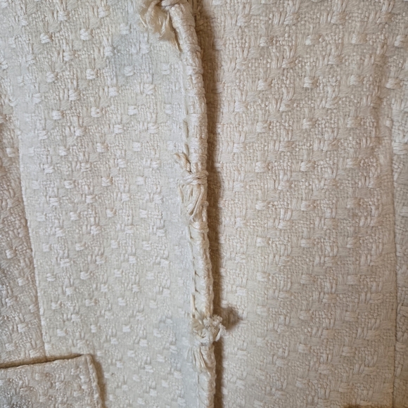 Elie Tahari Basket Weave Snap Closure Bows Cream Blazer Virgin Wool Size M - Picture 5 of 15
